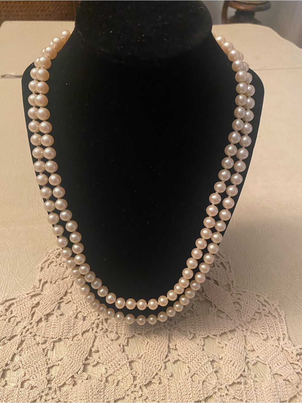 Classic Double Strand faux Pearl Necklace in Cream - Unbranded